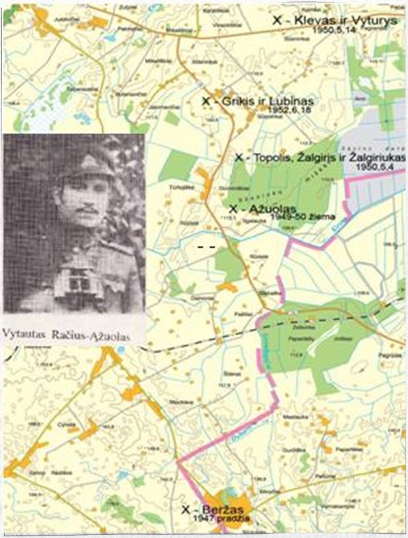 Partizanas Vytautas Račius-Ąžuolas ir Laisvės kovotojų brolių Račių žūties vieta